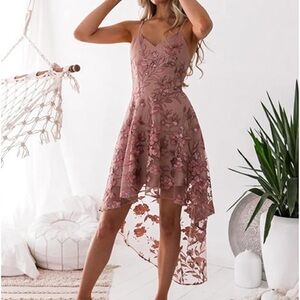 Elegant Floral High-Low Dress